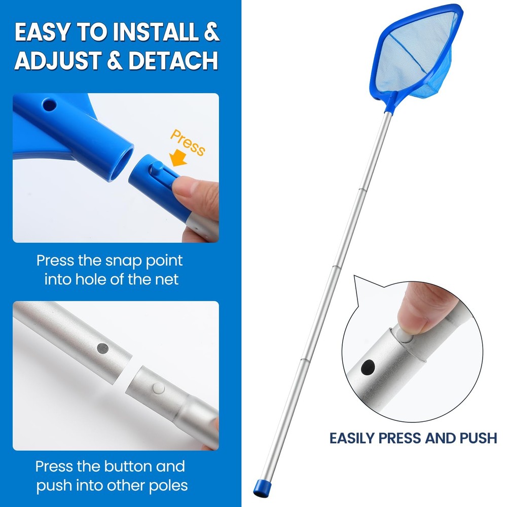 Pool Skimmer Net,Deep Pool Leaf Net with Reinforced Frame, Large Capacity Rak...