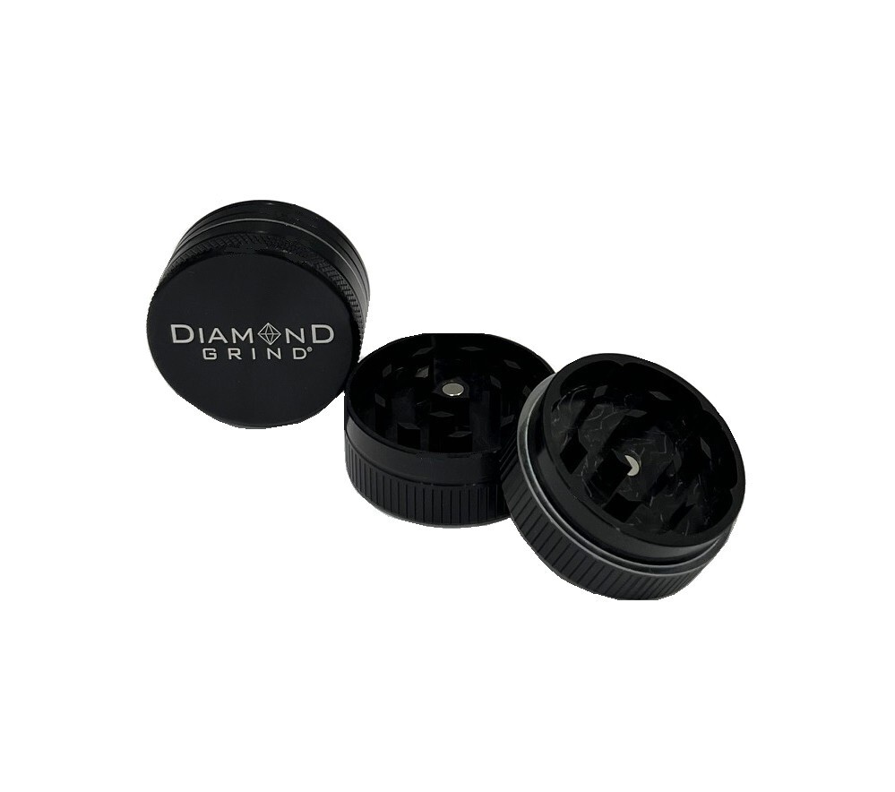 Diamond Grind 2 part Herb Grinder Black 1.5"