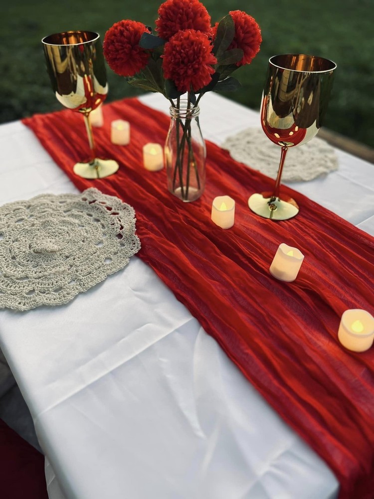 Bright Red Cheesecloth Table Runner 10FT Gauze Rustic Cheese Cloth Dining Tab...