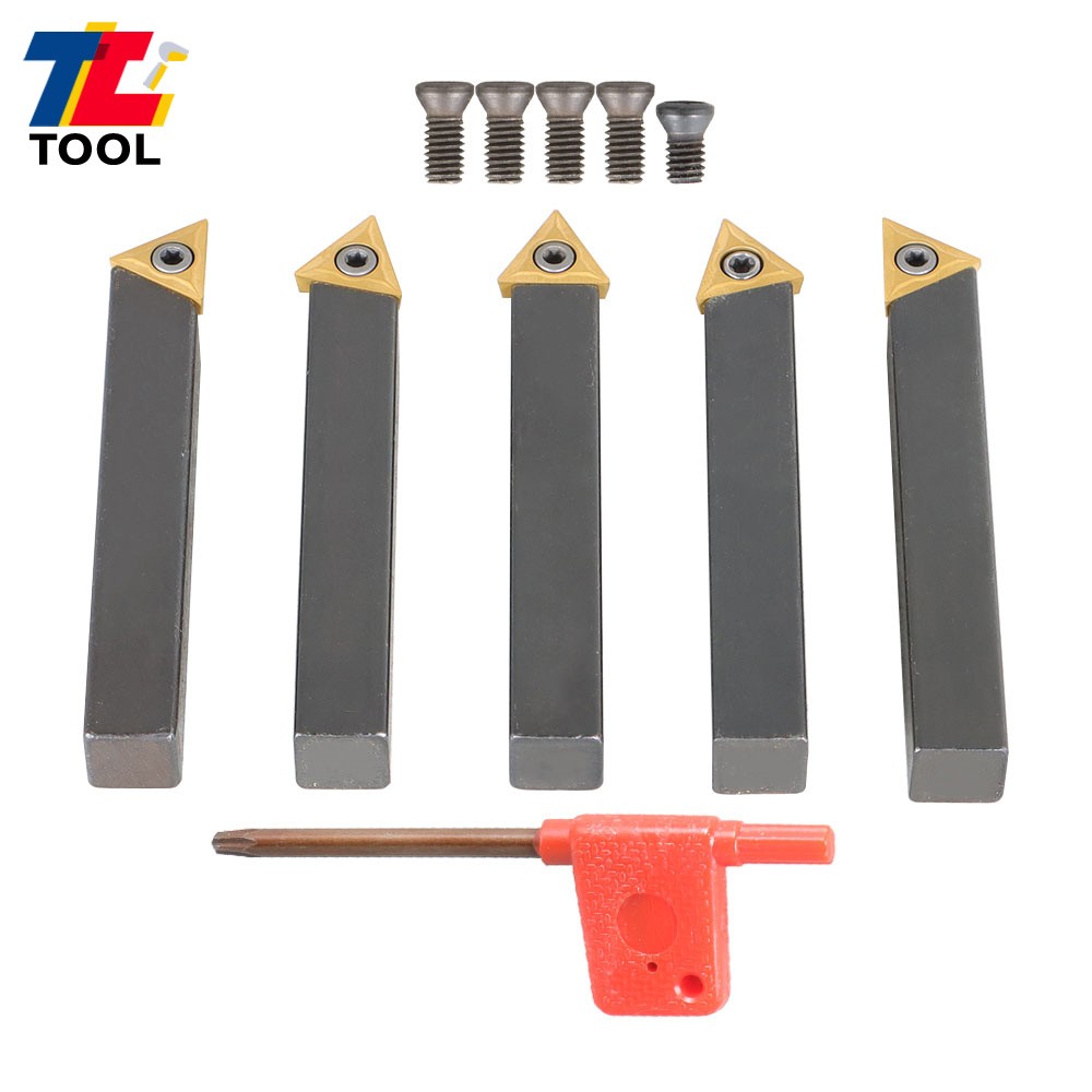 5 pcs 1/2" Carbide Indexable Turning Tool Lathe Tool Bit With Carbide Inserts