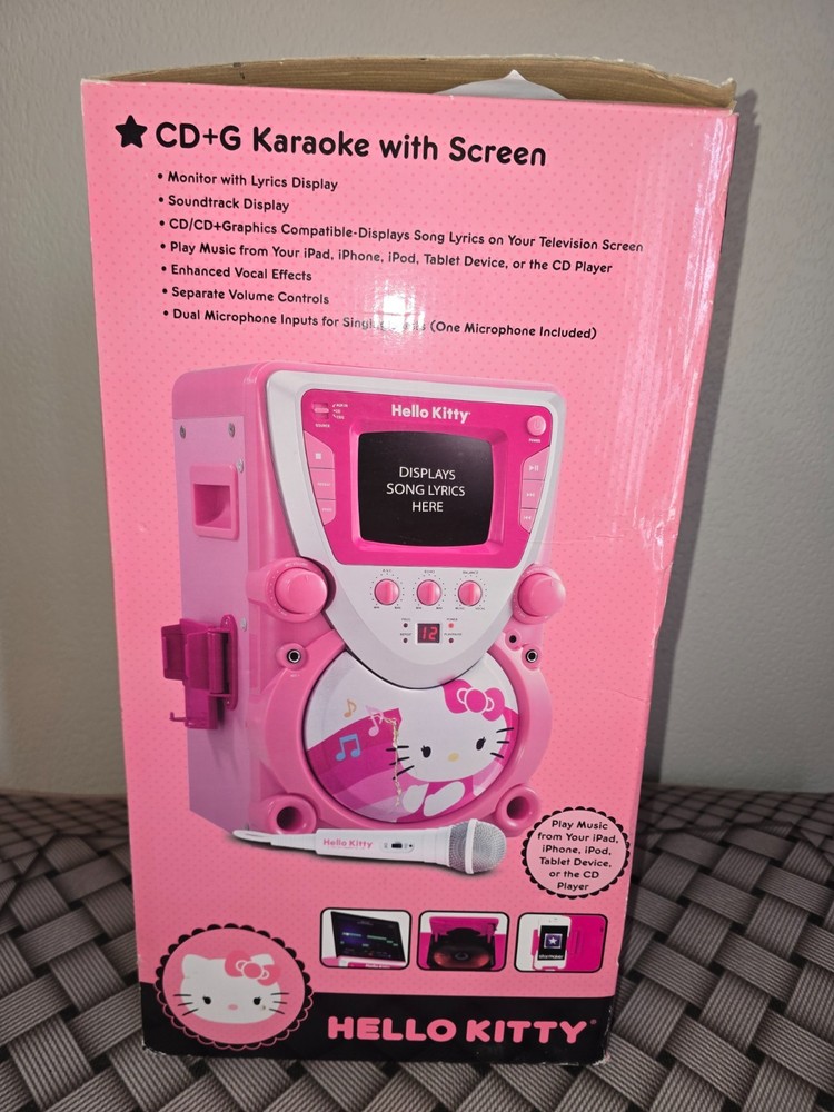 Hello Kitty # 68109 CD Karaoke System with Screen, Pink/White, NEW
