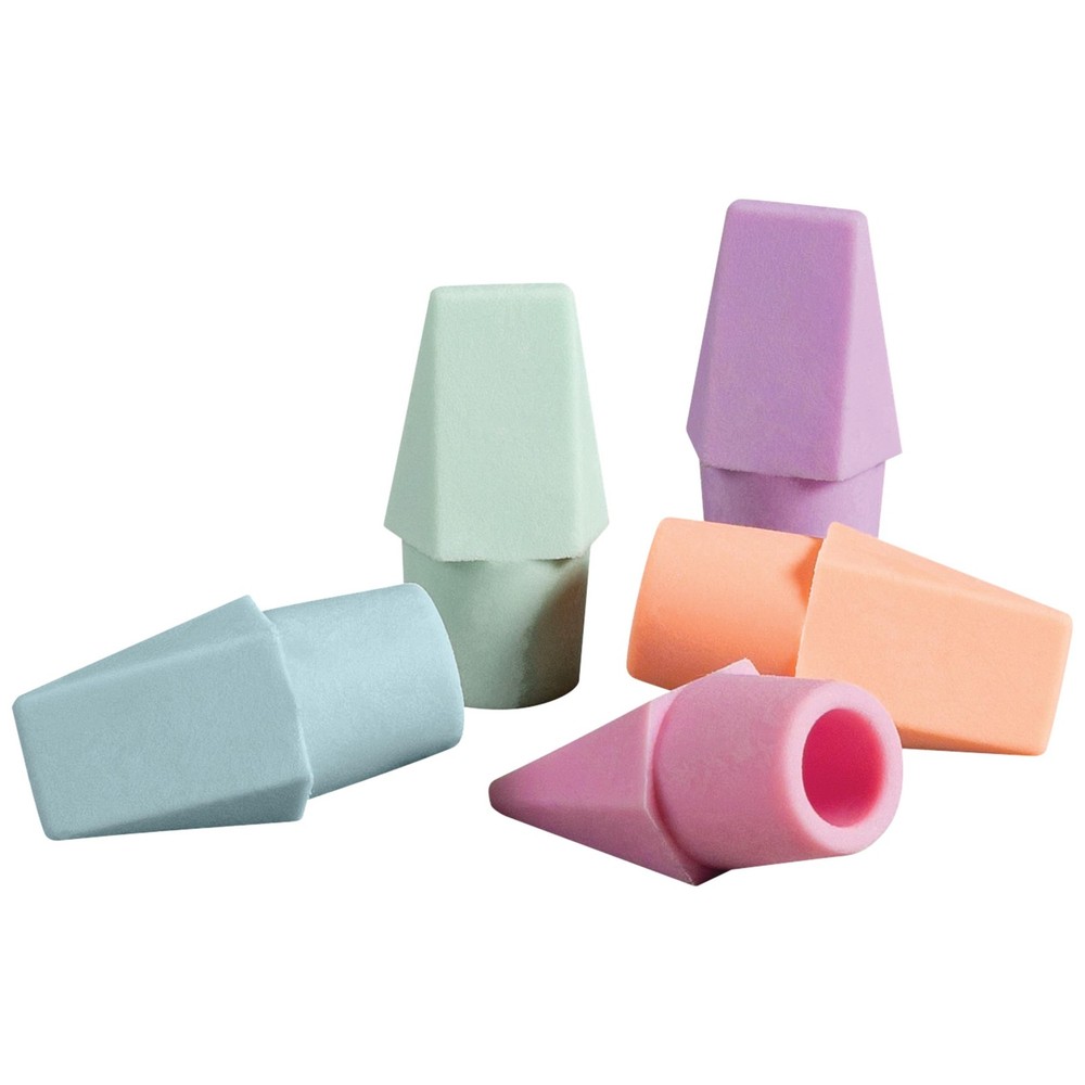 Pencil Cap Erasers, Assorted Pastel Colors, 10 Count