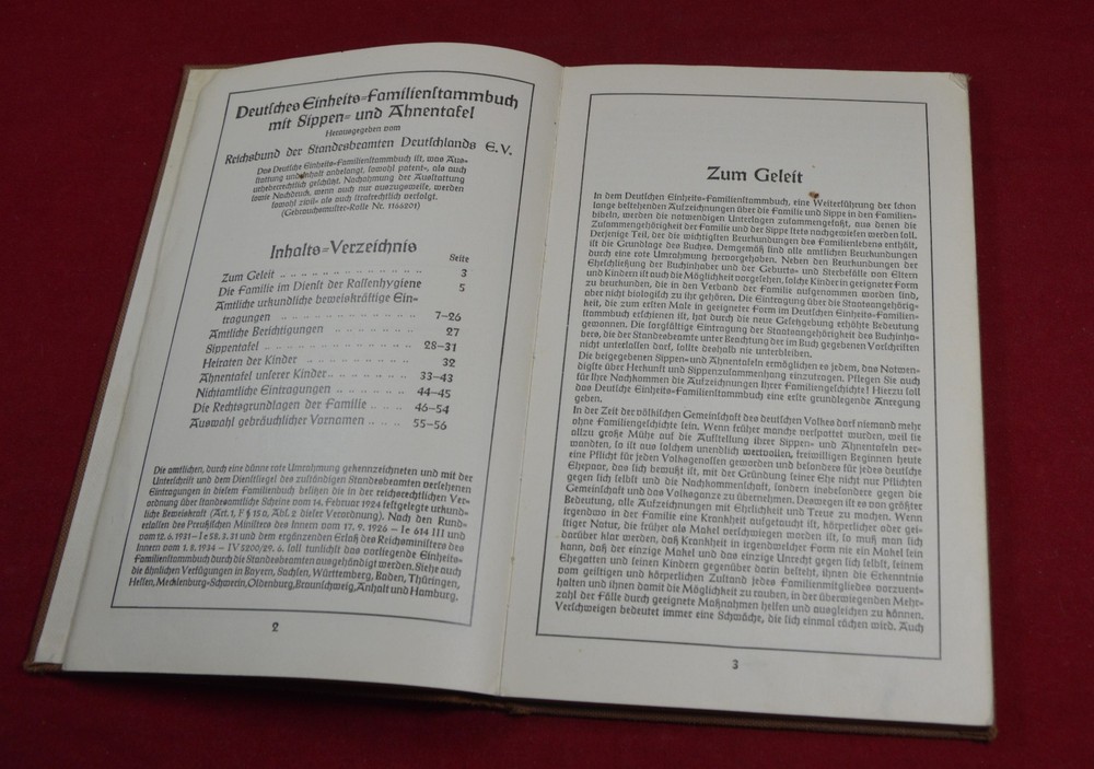 German WW2 Book Der AHNENPASS Proof Aryan certificate Document Original
