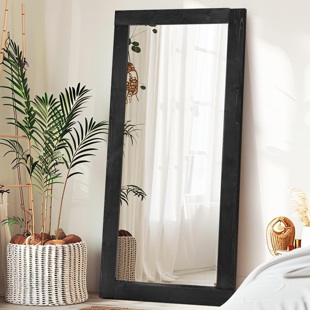 Full Length Mirror 71"x32" – Solid Wood Frame, HD Tempered Glass, Wall Mounte...