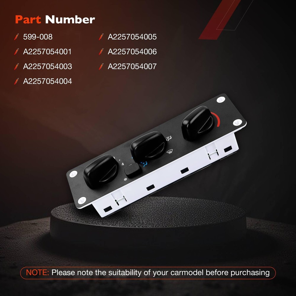 599-008 Front Climate Control Module A/C Heater Air Conditioning Panel, Black