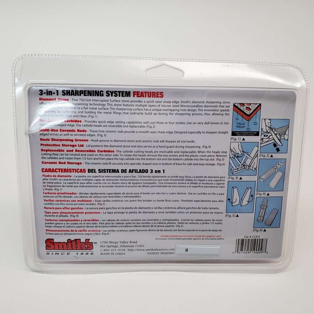 NEW Smith's 3-in-1 Sharpening System Carbide Diamond Ceramic