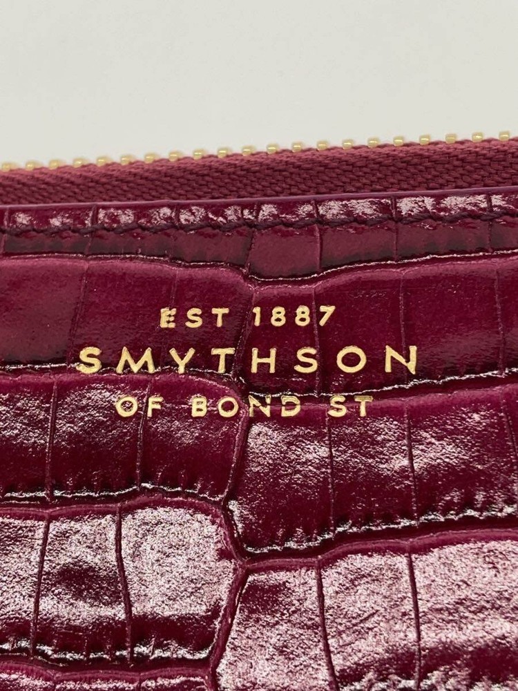 SMYTHSON Leather Wallet Red Unisex Plain