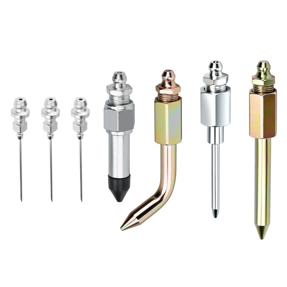 Grease Gun Accessory Kit 7pcs with Needle Nozzles Rubber Tip and Elbow Adapter