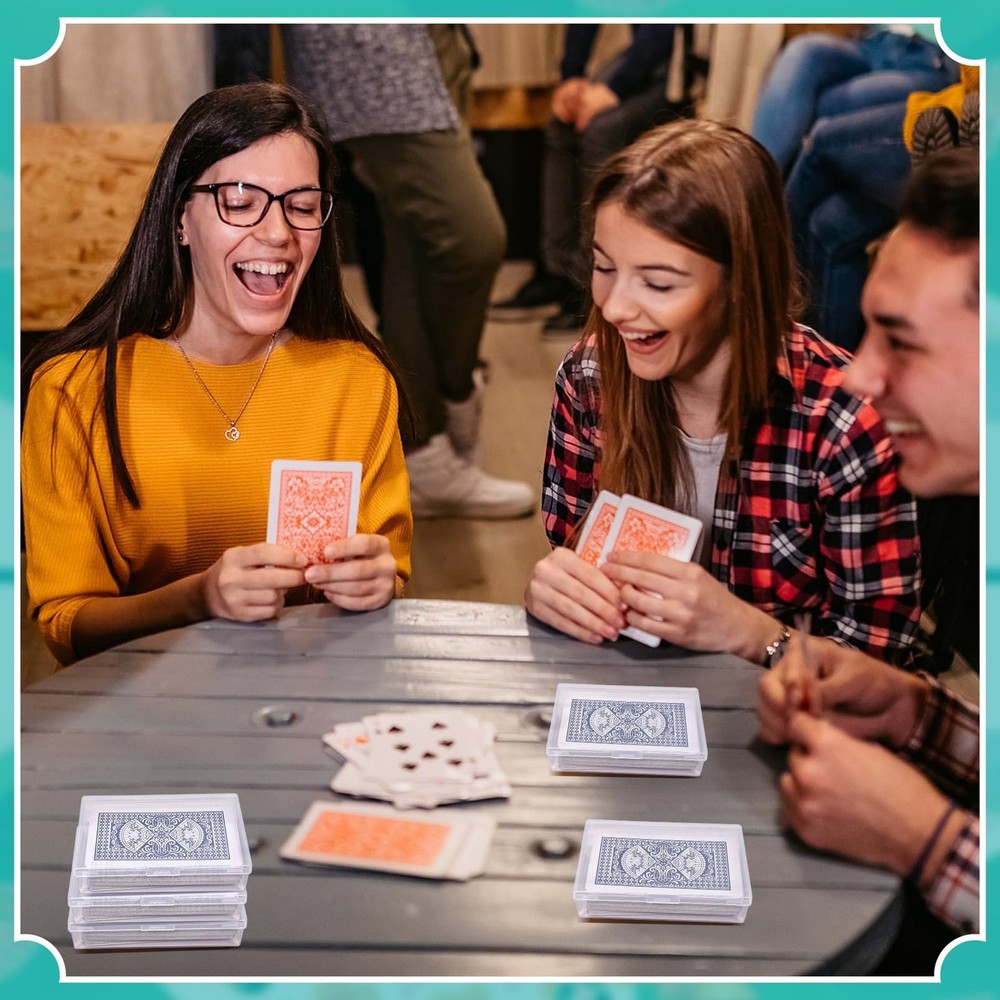 24 Pack Playing Card Case Holder, Clear Plastic Card Deck Boxes, Snaps Closed