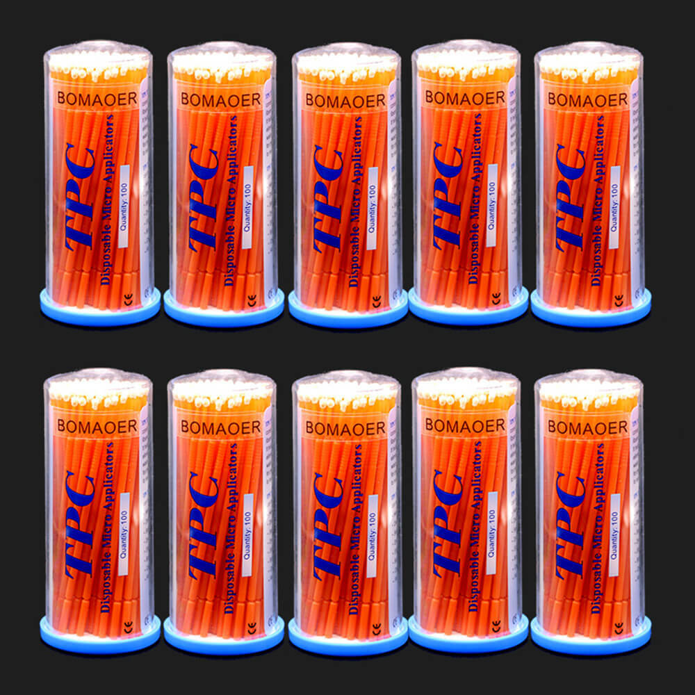 100pcs Disposable Micro Applicator Brushes - Bendable Orange Regular Tips