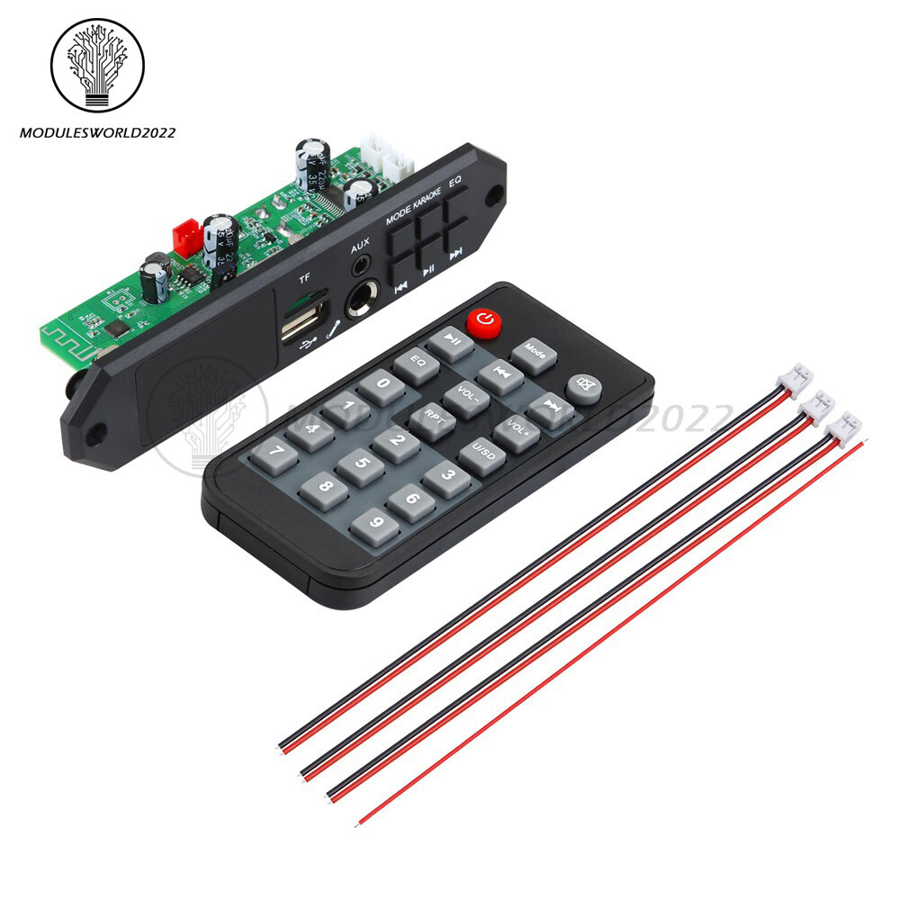 DIY MP3 Decoder Board 2*40W DC7-24V Car MP3 Player Microphone FM Radio Module