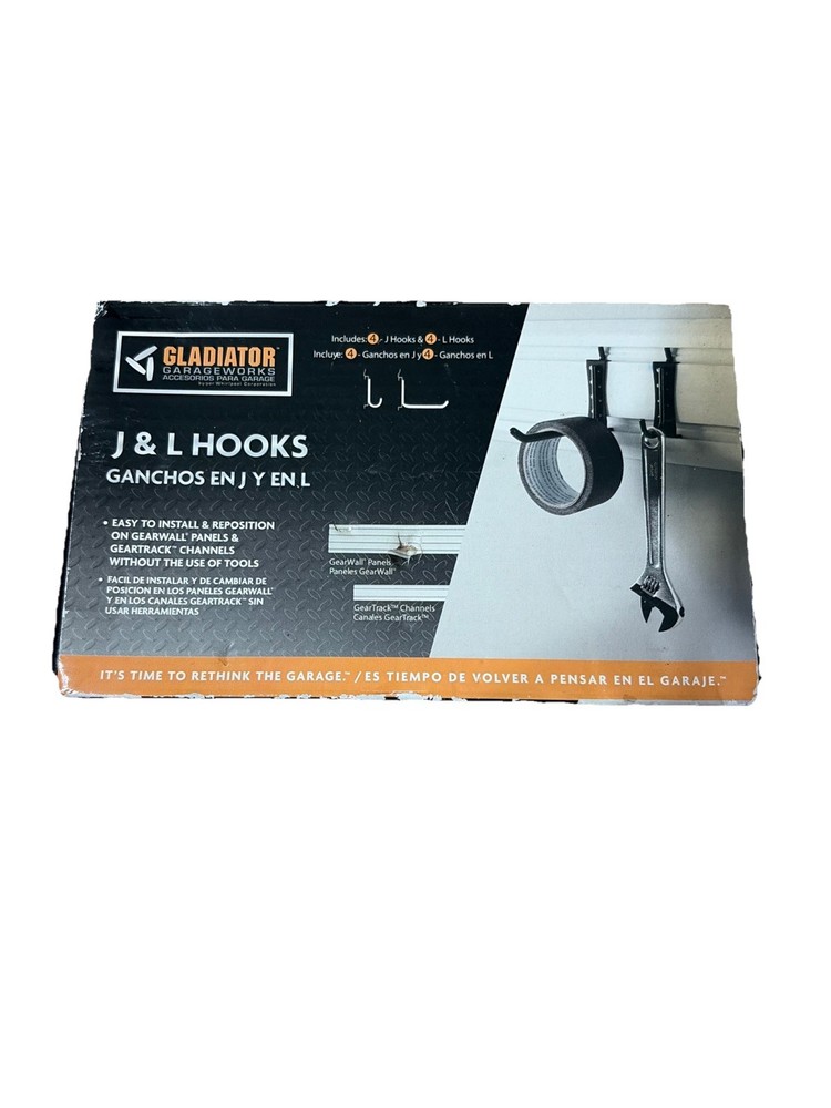 NEW Gladiator GarageWorks J & L Loop Hooks 8 Pack NIB