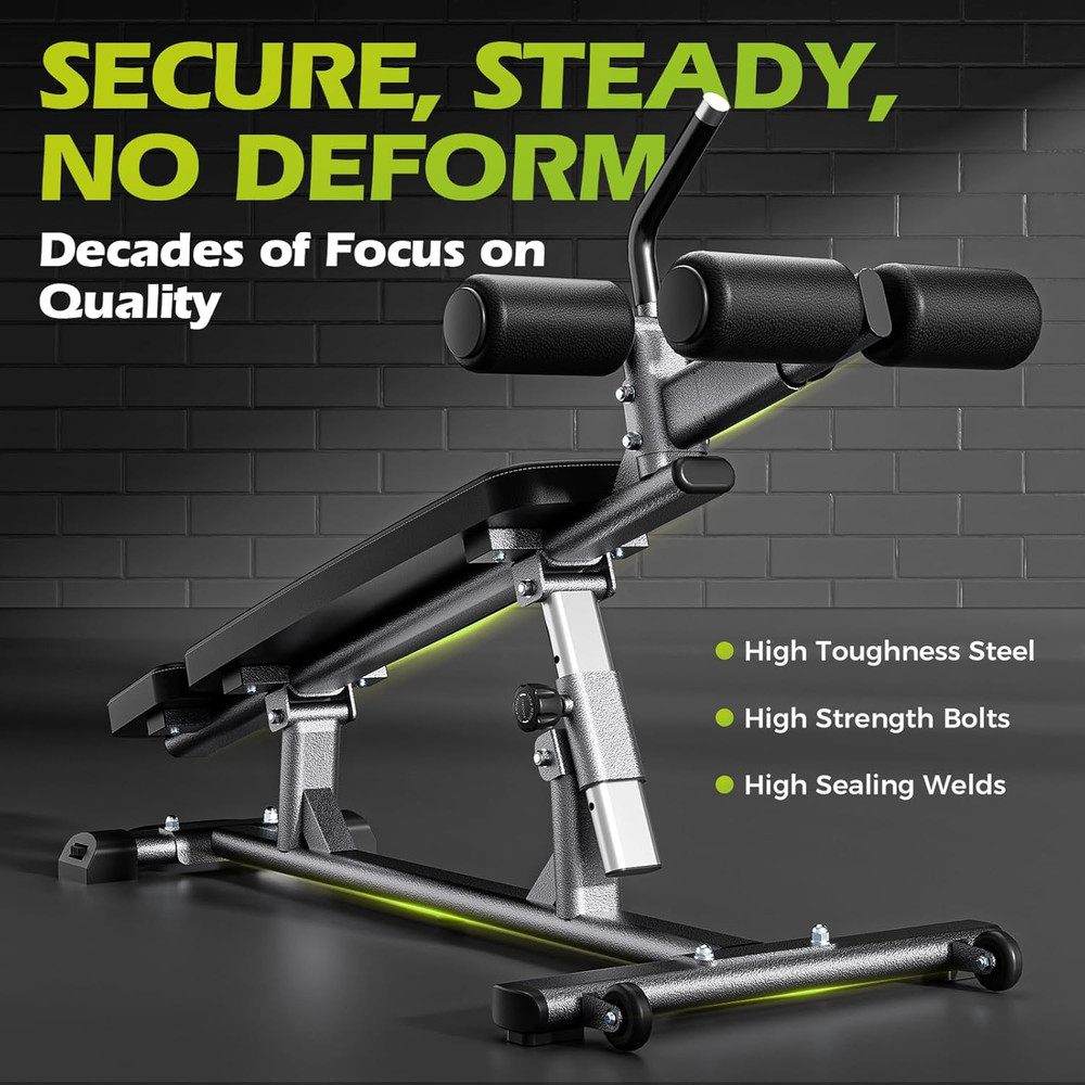 Semi-Commercial Sit-Up Bench with Reverse Crunch Handle for Ab & Core Workout an