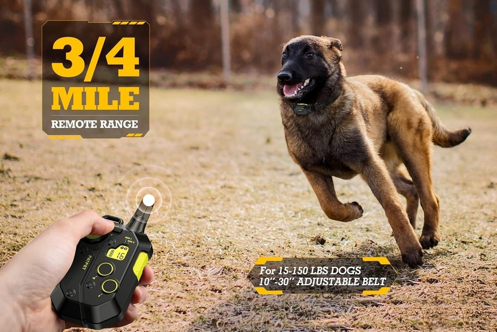 Professional E-Collar 3/4 Mile Range 2 Channels 3 Modes Rechargeable Black Green