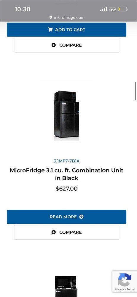 MicroFridge 2.9 cu. ft. Black Combination Unit Adjustable Shelves