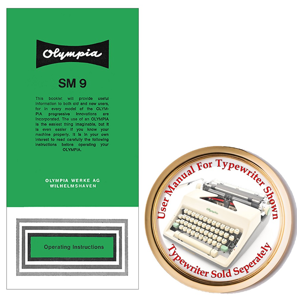 Olympia SM9 Typewriter User Instruction Owner's Manual Guide Directions Sixties