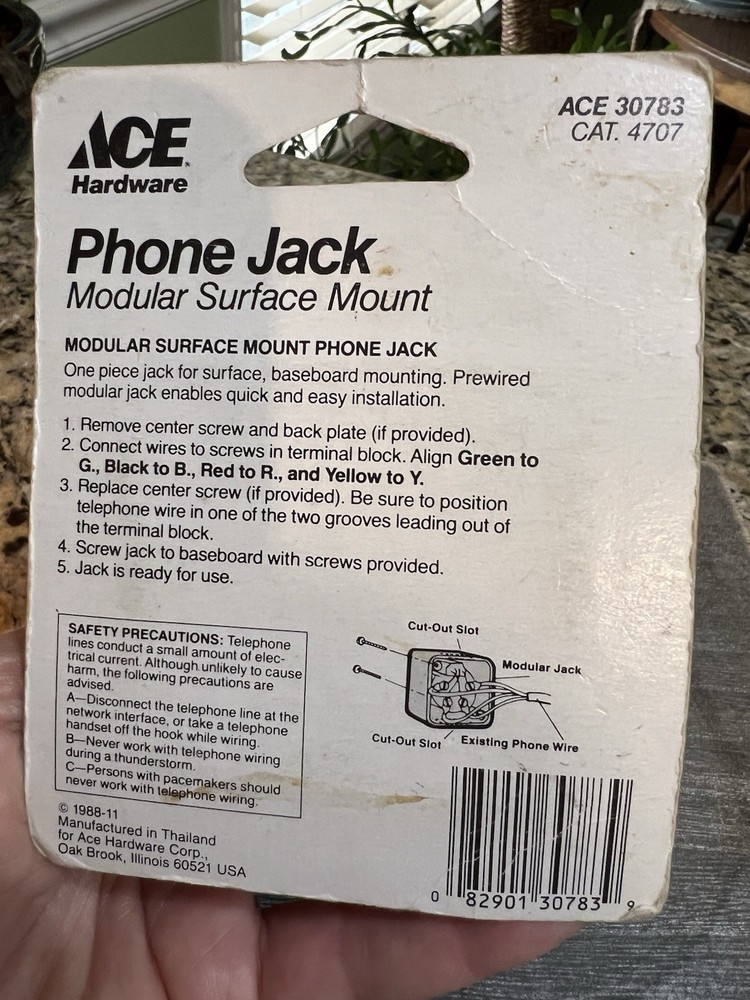 Ace Hardware Phone Jack Vintage 1988 Modular Surface Mount