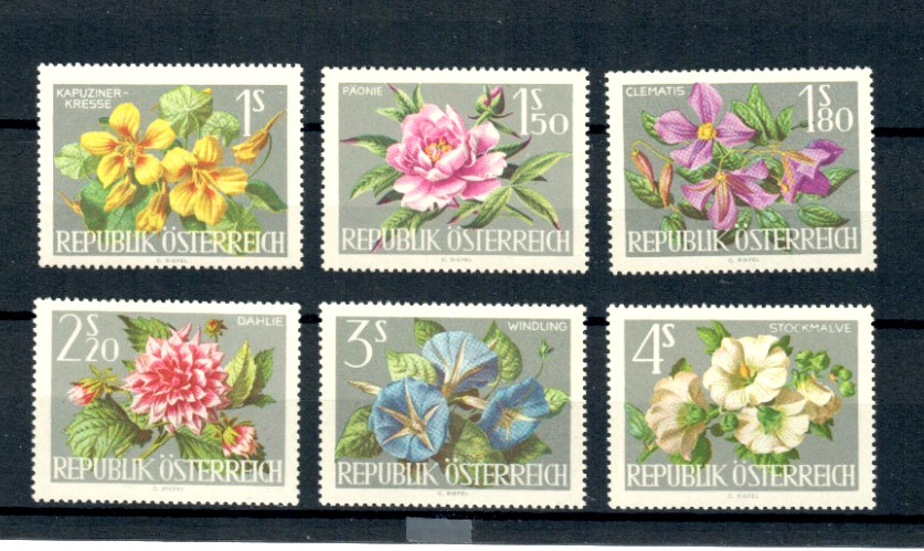 AUSTRIA SC# 719-724 MNH FLOWER SET