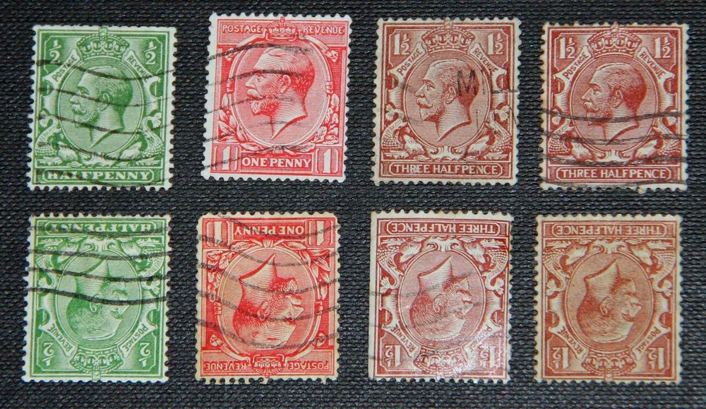 GB KGV 1924 Block Cypher Inverted & std watermarks Used