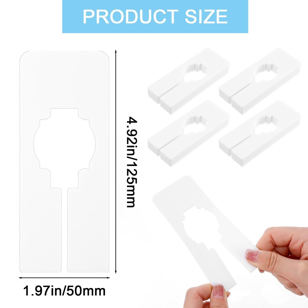 100 Pcs Plastic Closet Dividers for Hanging Clothes, Rectangular White Plasti...