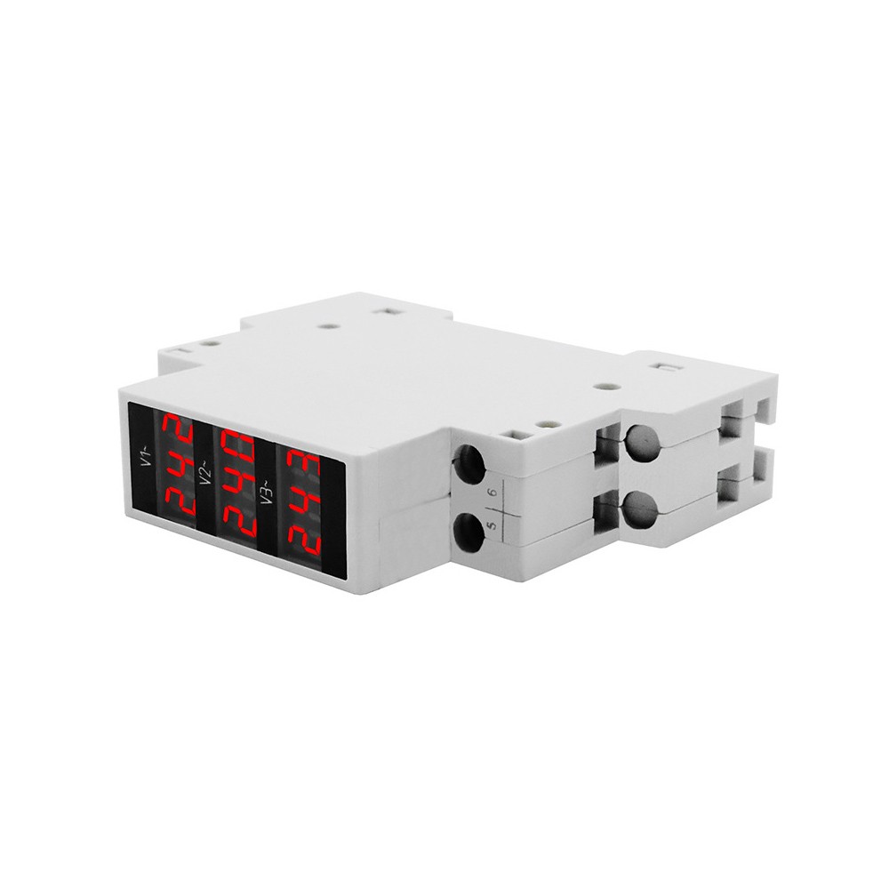 Three-Display Voltmeter Din Rail Three Phase Modular Voltage Meter AC80-500V