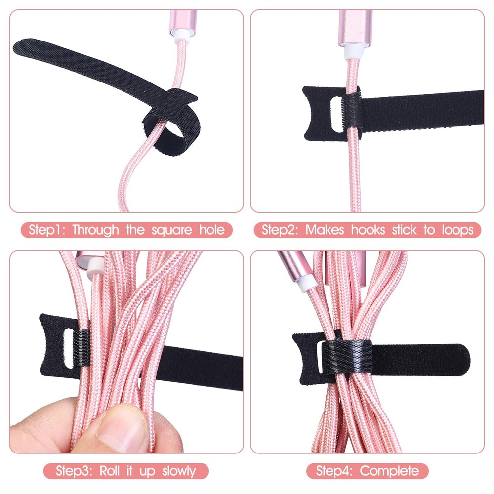 200PCS Reusable Cable Ties Wire Ties Cord Organizer Cable Organizer Adjustabl...