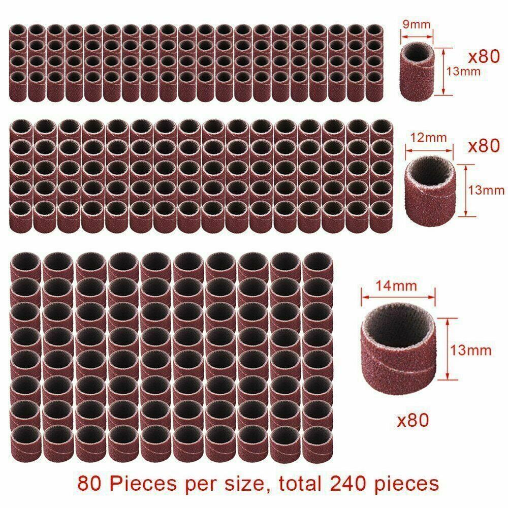 252pcs Sanding Drum Kit For Nail Drill Bits Dremel Accessories Rotary Tool+Box