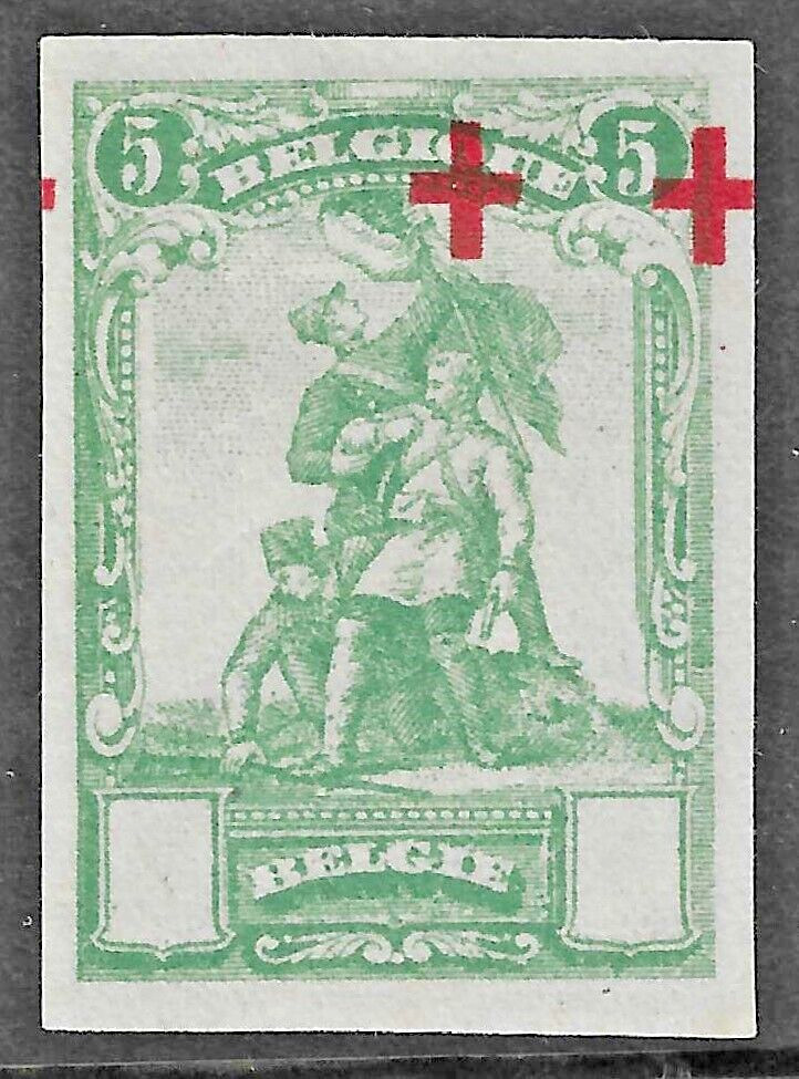 Belgium (1914) - Scott #  B28,  MH   Error - Two Crosses
