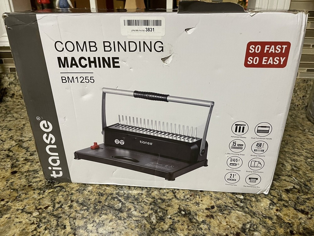 Tianse Comb Binding Machine BM1255 NIB New