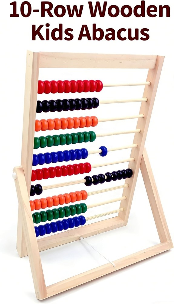MAGIKON Wooden Counting Number Frame, 10 Rows Abacus for Kids Learning Math