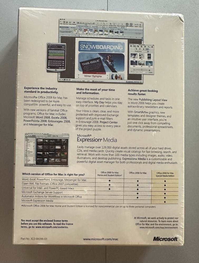 Microsoft Office Mac 2008 with Expression Media NIB