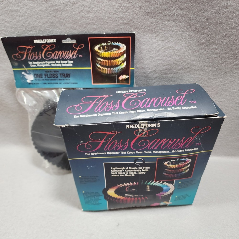 Needleform's Floss Carousel Base, Tray, Handle, Dust Cover And Extra Tray NOS