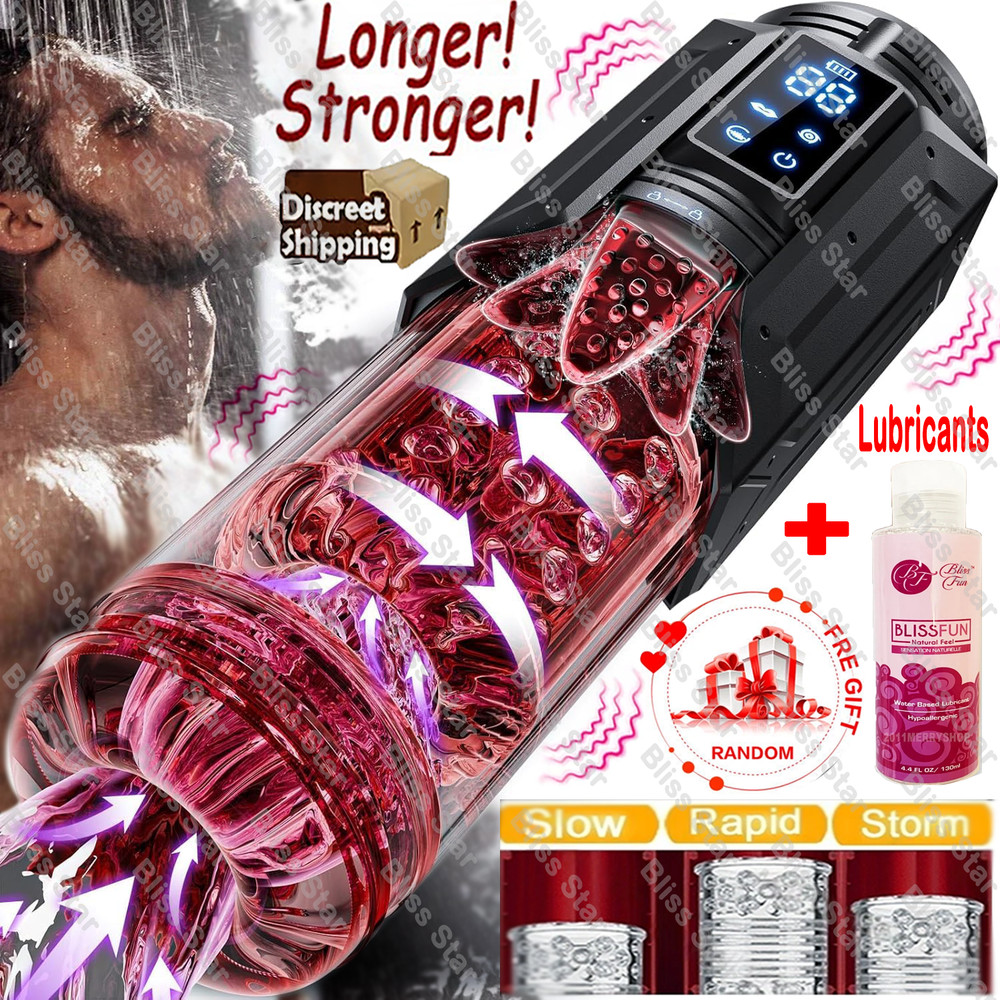 Male Masturbaters Automatic HandsFree Rotating Cup Thrusting Stroker Lubricants