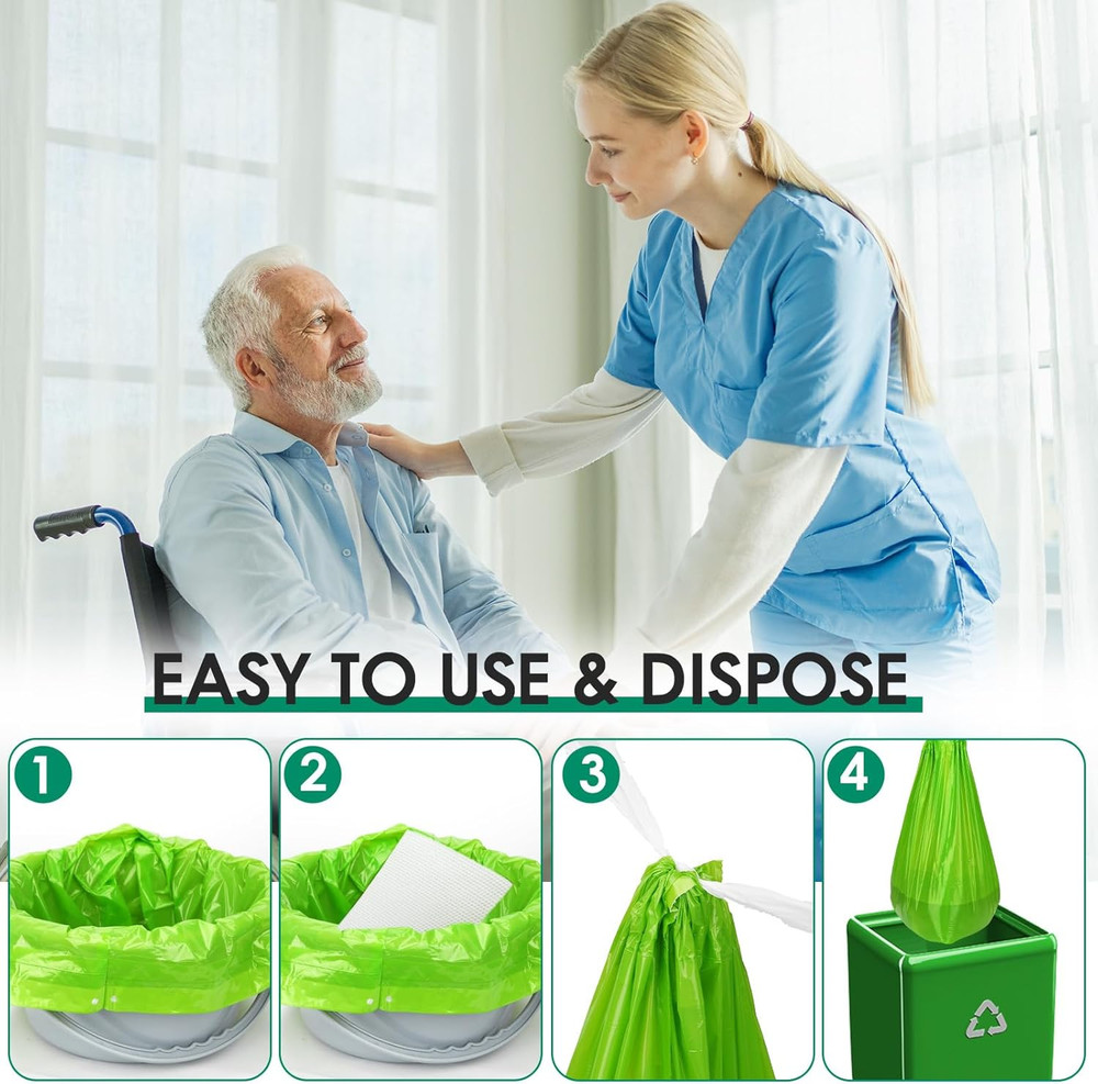 Bedside Commode Liners with Absorbent Pads, Disposable Commode Bags/Pads, Scente