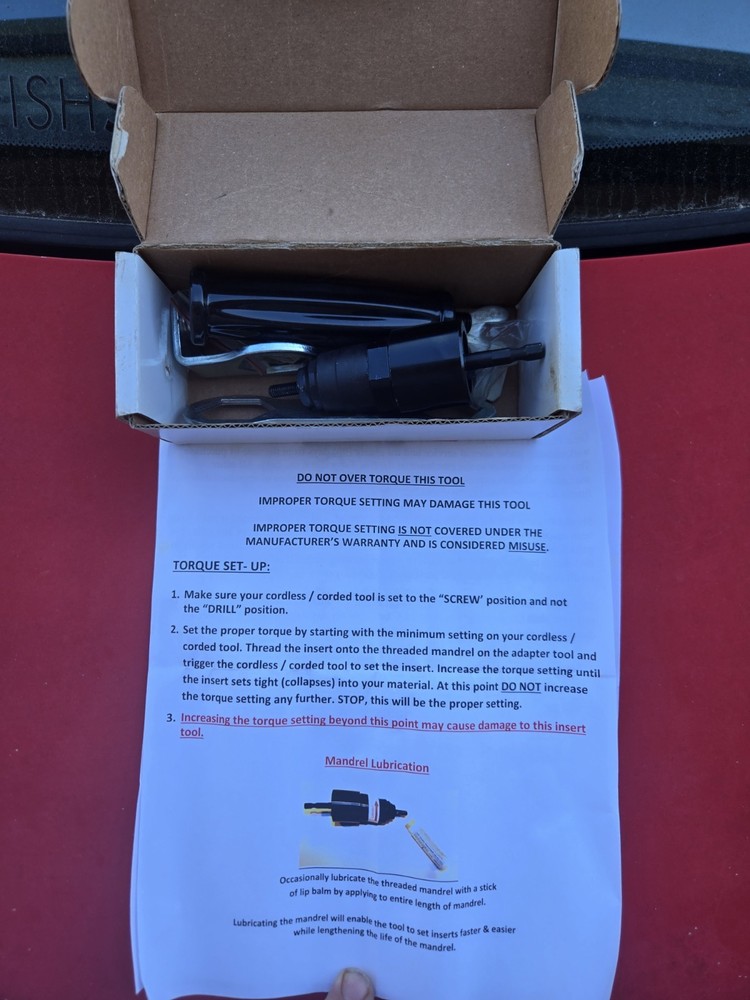 Metric threaded nut insert tool for cordless drill M4-5-6.