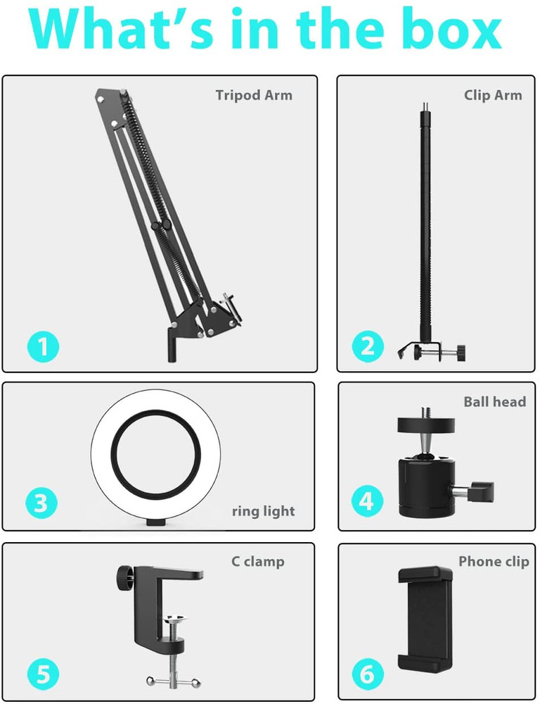 Overhead Phone Camera Mount w/ Ring Light Stand for YouTube & DIY