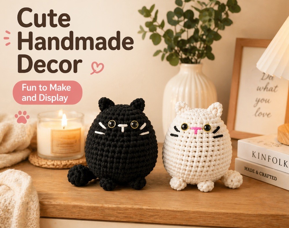 Cat Crochet Kit 2 Pack for Beginners Amigurumi Starter Set with Video Tutorial