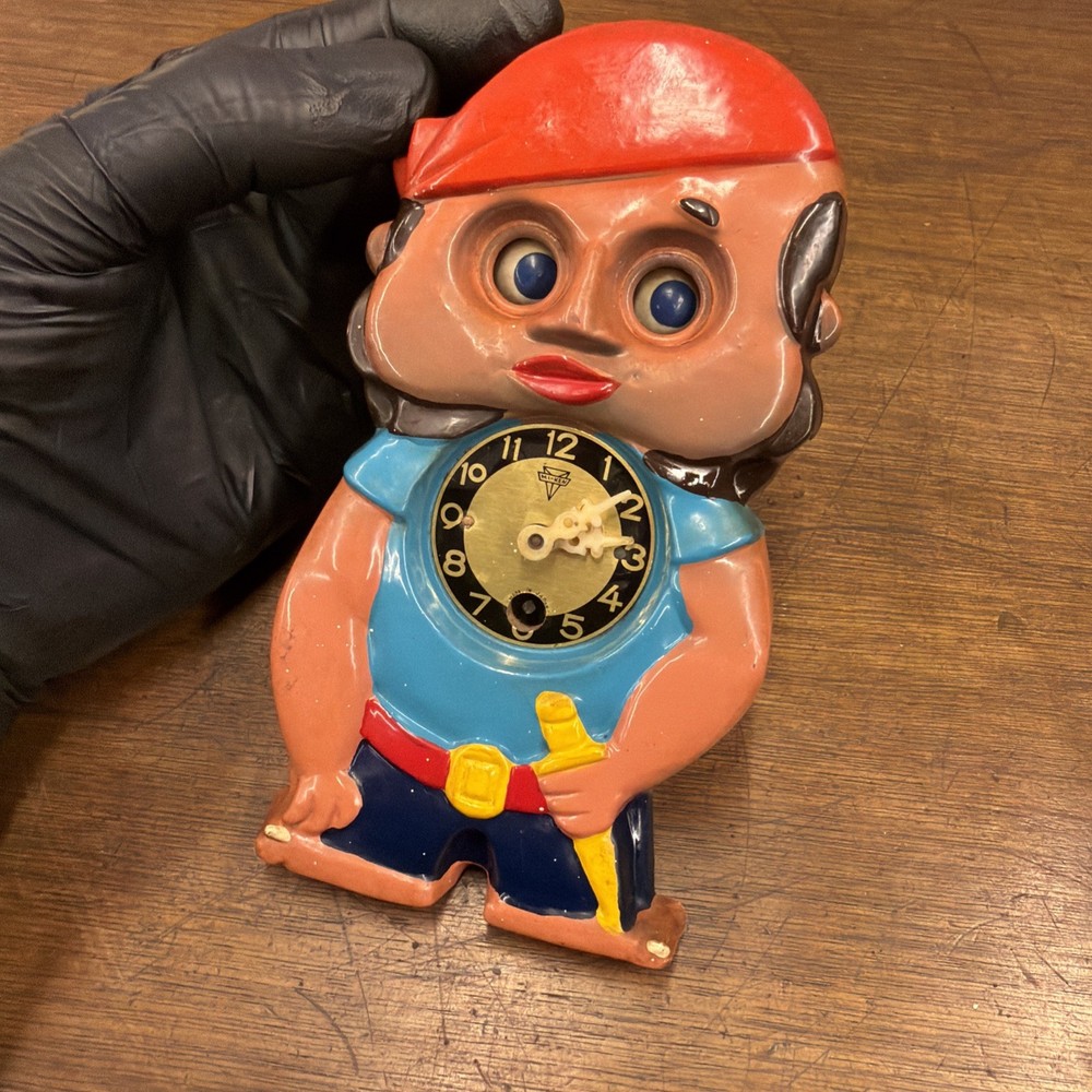 Vintage Mi Ken Wind Up Clock - Pirate