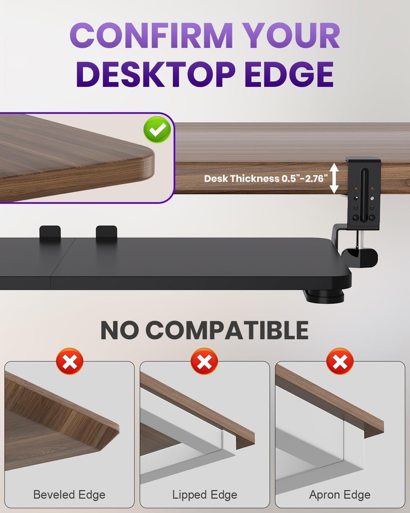 Under Desk Keyboard Tray Slide Out Mount
