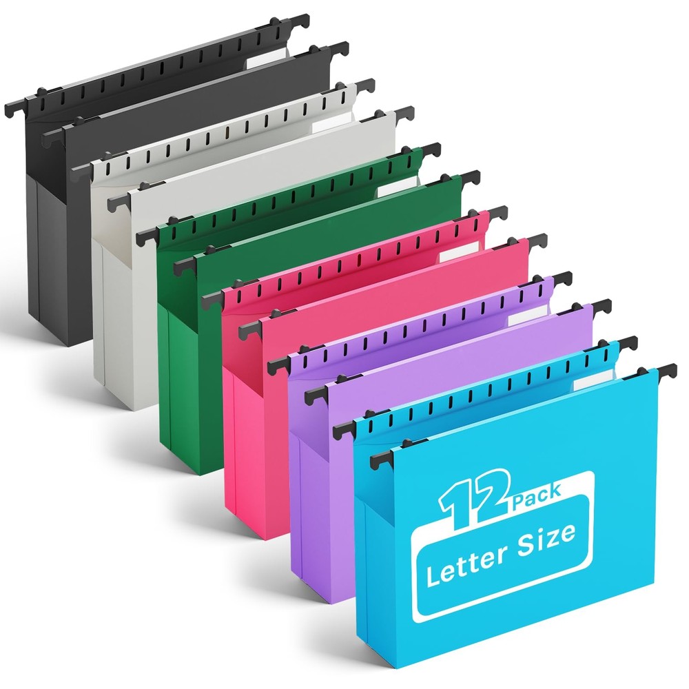 Plastic Hanging File Folder Letter Size,Heavy Duty 2" Expandable File Folder ...