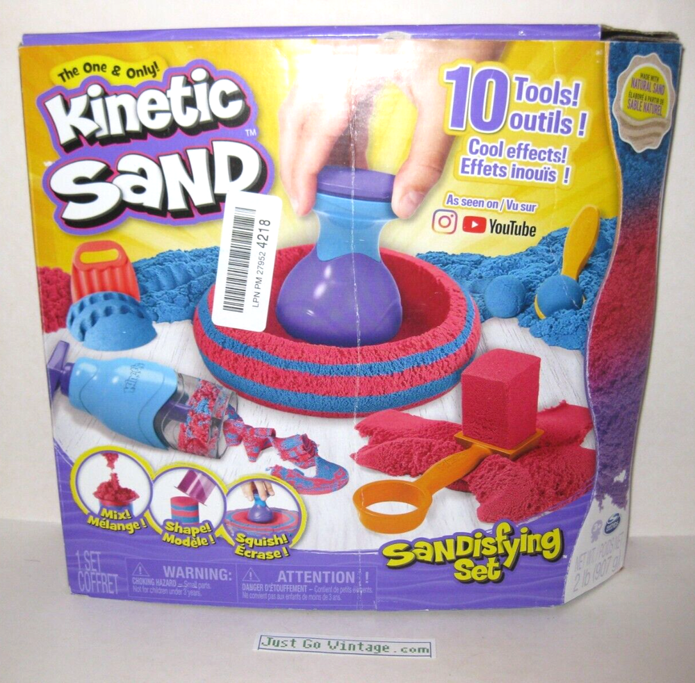BUNDLE SpinMaster Kinetic Sand Sandisfying Set & Sandwhirlz Playset, Tools, READ