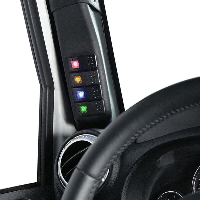 Black Left Side A-Pillar 4 Switch Pod Panel Kit For Jeep Wrangler JK 2011-2018