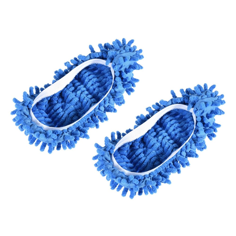 Washable Cleaning Shoes Covers Multifunction Chenille Mop, 2pcs Blue