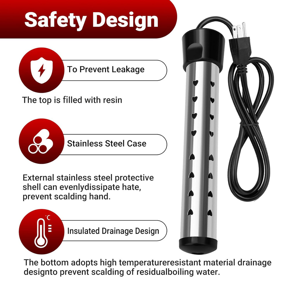 Immersion Water Heater,Anti-Scalding Bucket Heater with Stainless Steel Guard He