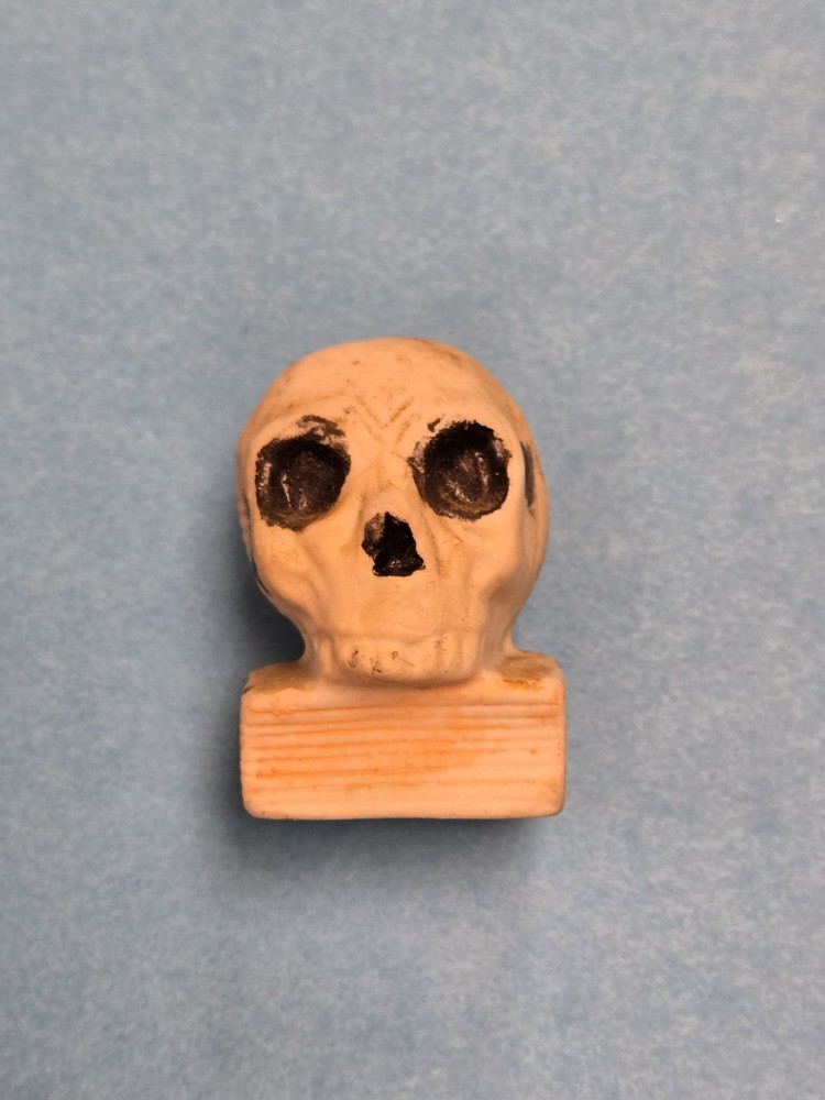 Antique Bisque Figural Skull On A Book Match Strike Striker 2"