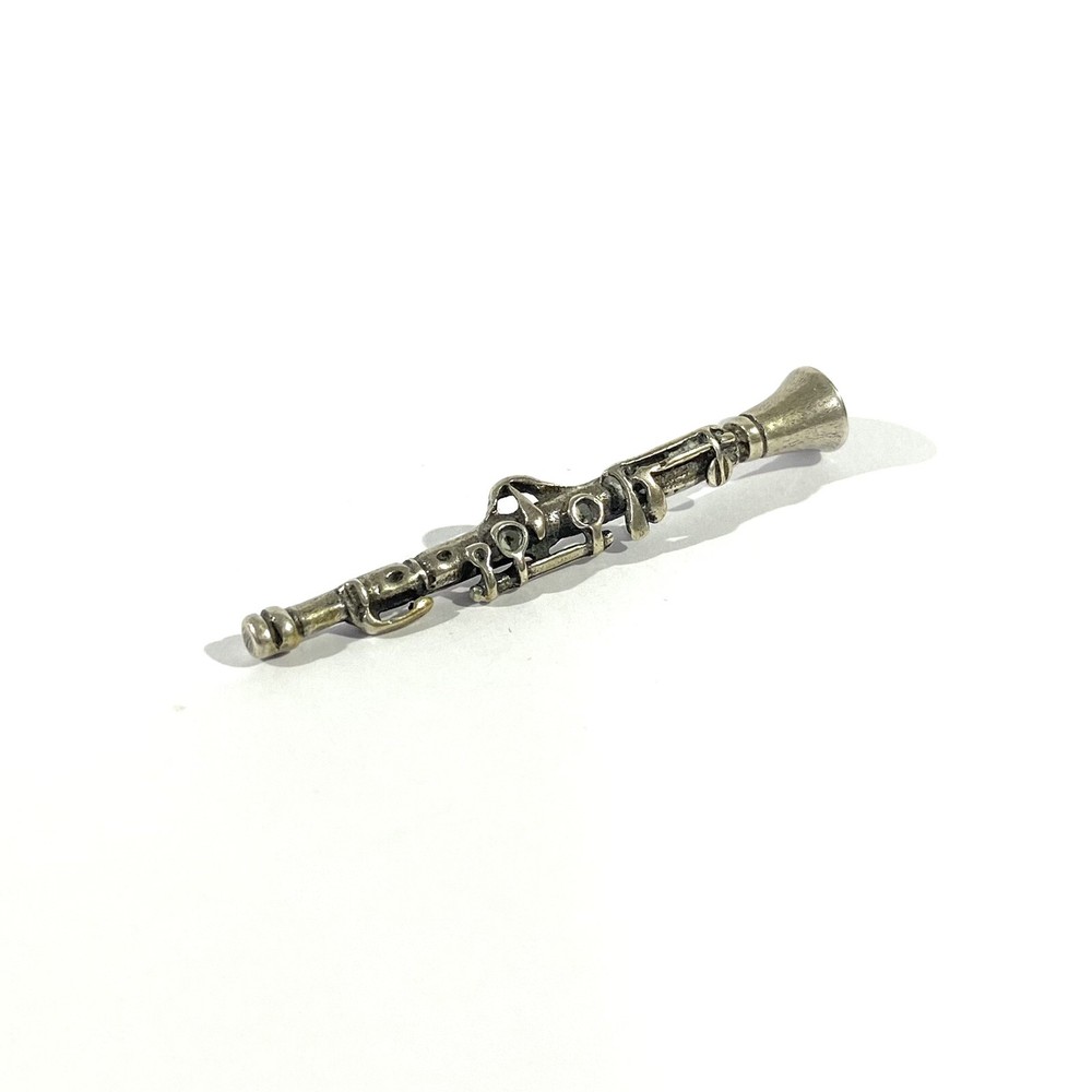 vintage solid silver clarinet miniature ,  hallmarked italian figurine