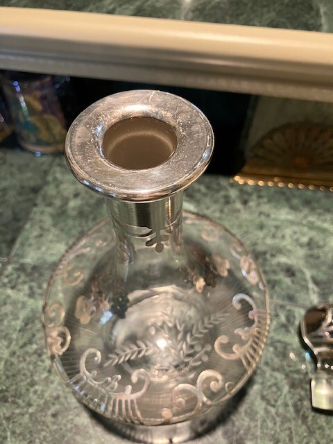 Vintage Silver Overlay Liquor Decanter