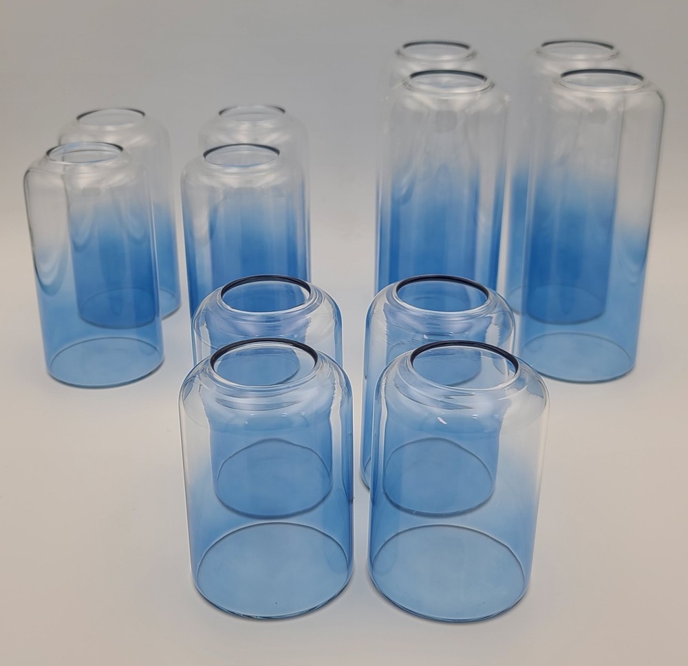 12 Comsaf Blue Vases Lot