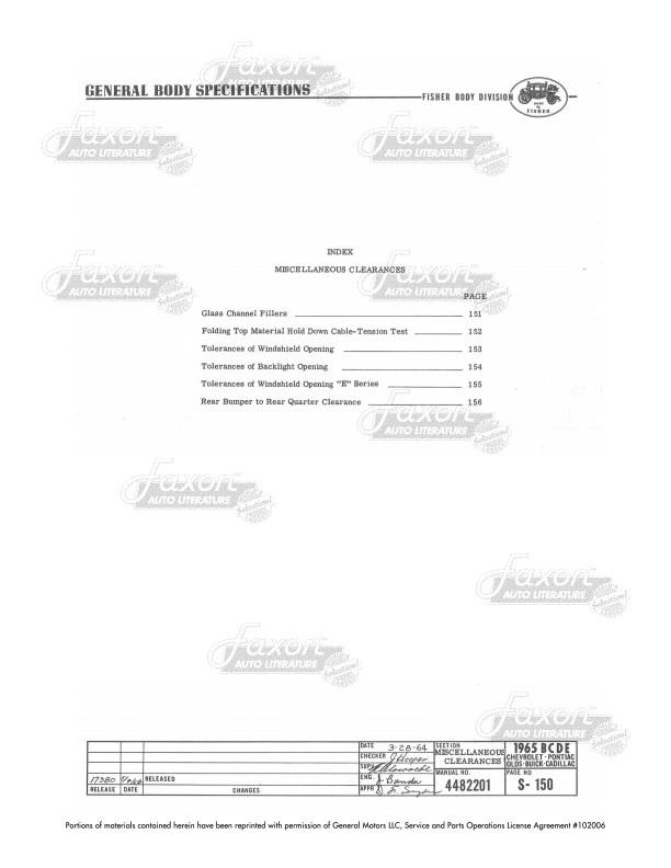 1965 Fisher Body Specifications Assembly Manual B C D E Bodies