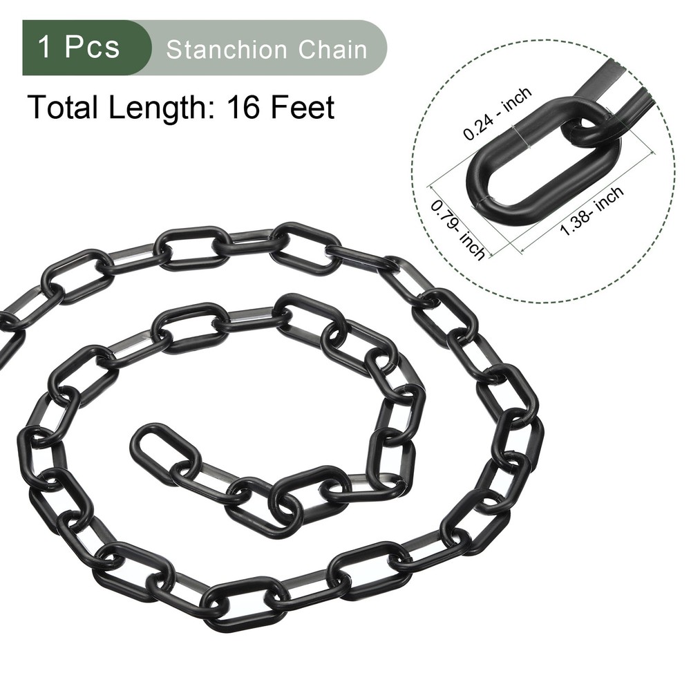 Plastic Chain Barrier (Black, 16 Feet, 0.2" Dia)